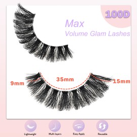 FenBair Lashes False Eyelashes Natural Wispy Fake Lash Strips 100D Strip Lash Clusters Cat Eye Volume Mink Eyelash Pack Fluffy Eye Lashes Natural Look Short Cateye Full Pestañas Sets