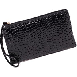 Zoranala Womens Clutch Purse Wristlet Wallet Evening Bag,Small Purse Vegan Leather Handbag for Wedding Cocktail Prom Party Club (Black)