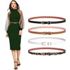 SANSTHS 4 Pack Women Thin Belts for Jeans Dresses Coats Skinny Women Belt with Gold Alloy Buckle, Black+Coffee+White+Leopard XL