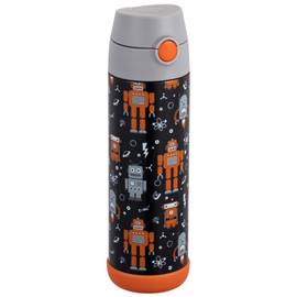 Snug Insulated Kids Water Bottle with Straw & Spout – Double-Wall Stainless Steel, Leakproof, Easy-Flip Lid – For School, Travel, Toddlers & Big Kids - Robots, 17oz