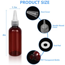 DTDNZKN 4 Pack 1 Oz (30ml) Amber Plastic Essential Oil Bottles with Funnel, Labels for Liquid Storage - No Droppers Needed