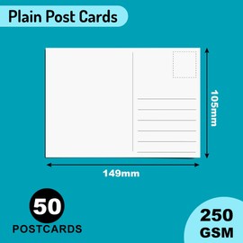 Papa Prints Pack of 50 Plain Postcards (149 x 105 mm) Blank Postcards White Cards for Schools, Businesses, Blank Mailable Postcards