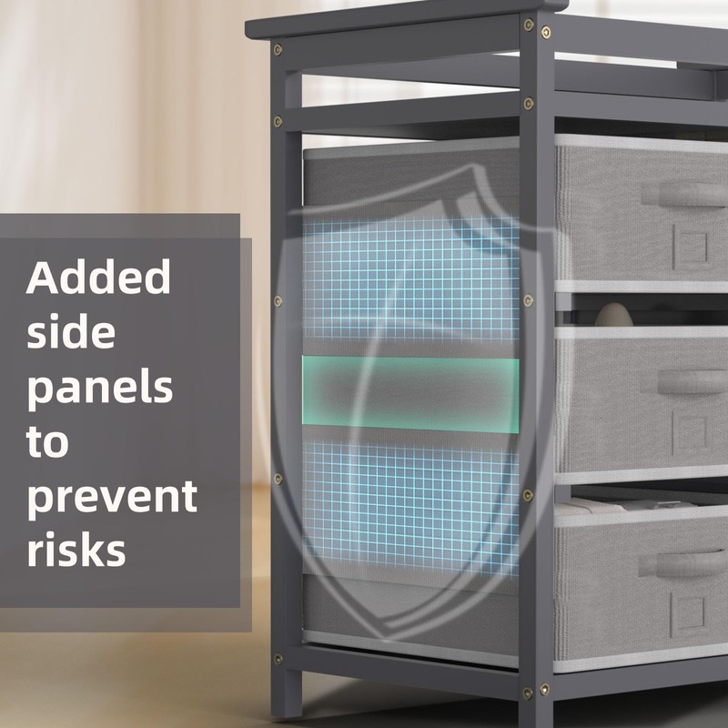 XJD Baby Changing Table with 6 Storage Drawers and Pad