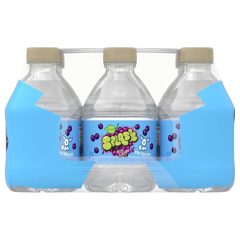 Splash Refresher Acai Grape Flavored Water, 8 Fl Oz, Plastic