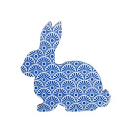 Miniblings Rabbit Brooch Easter Rabbit Easter Bunny Wood Dark Blue - Handmade Fashion Jewellery I Lapel Pin Button Pins, Wood, metal