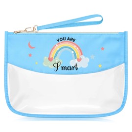 Sazuwu Inspirational Quotes for Women Blue Makeup Bags with Zipper Office Motivational Friend Encouragement Gift Cosmetic Travel Bag Organizer Positive Affirmation Gifts for Coworkers