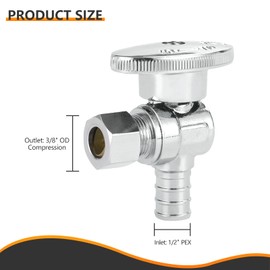 HeSun 10-PCs Pex Angle Stop Valve, 1/2" Pex x 3/8" OD Compression Angle Stop, 1/4 Turn Shut Off Valve for Bathroom, ASTM F1807