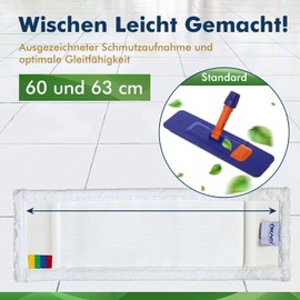 Okaei 1 x Mop Cover (60 cm), Premium Floor Mop Cover Made of 100% Microfibre, Mop Cover for Thorough Cleaning of Smooth and Slightly Uneven Floors, Microfibre Mop Cover, White