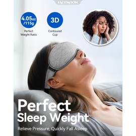 Weighted Eye Mask for Sleeping - Blackout Sleep Mask for Women Men, FACEMOON Lash Extension Eye Covers, Memory Foam, 3D Contoured, Airplane Travel Essentials, Blindfold for Meditation(Gray)
