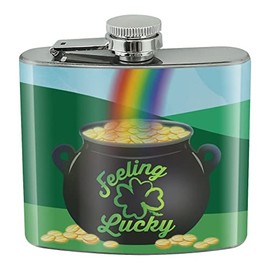 St. Patrick's Day Feeling Lucky Pot of Gold Stainless Steel 5oz Hip Drink Kidney Flask