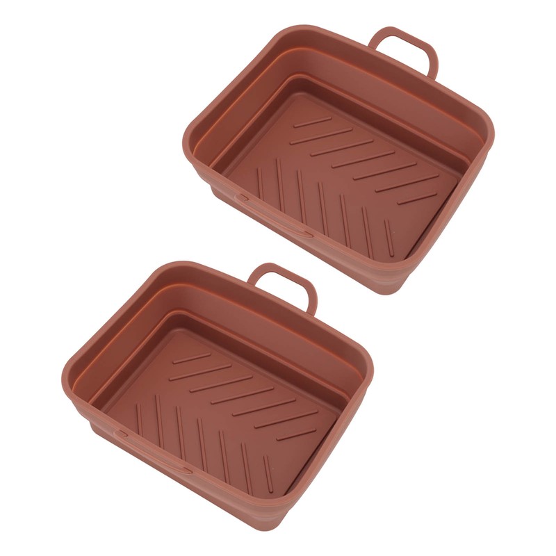 2 Pcs Silicone Air Cooker Pot with Handle Rectangular Fryer