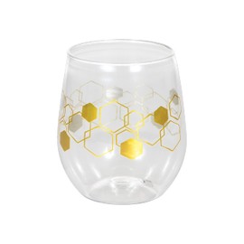 Trendware Honeycomb Plastic Stemless Wine Glasses, 6 Count