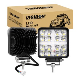 RIGIDON 2 Pcs 4inch 48W Square Led Work Light, White Amber Dual Color Spotlight, 12V 24V Outdoor Driving Light for Car Off road Truck 4x4 SUV ATV Tractor Excavator Boat, 3000K 6000K Fog Lamp, IP67