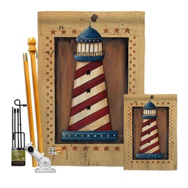 Breeze Decor Nautical Patriotic Lighthouse Garden House Flags Kit Coastal Anchor Sailor Sea Shells Outdoor Summer Ocean Small Decorative Gift Yard Banner Double-Sided Made in USA 28 X 40