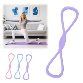 Resistance Bands with Handles, Figure 8 Exercise Bands for Women Men, Keep Resistance Band Figure 8 for Arms, Back, Shoulder and Chest Expander Stretch, Fullbody Yoga Pulling Rope (Purple)