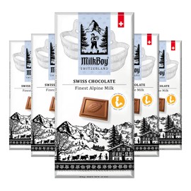 Milkboy Swiss Chocolate Bars - Premium Swiss Alpine Milk Chocolate - Smooth European Milk Chocolates Gift - Sustainably Farmed Cocoa - Gluten Free - 3 oz, Pack 5