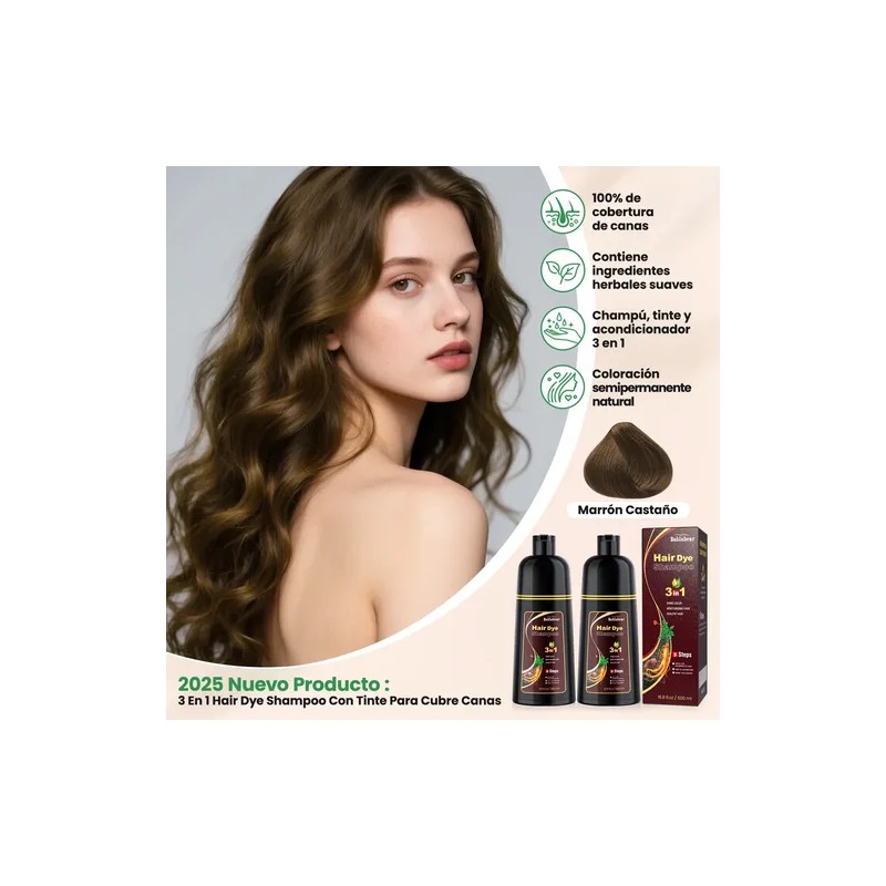 Shampoo Para Canas 500ml Natural Jengibre Tinte Cubre Canas