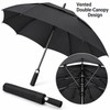 Oversized Windproof Golf Umbrella with Double Canopy, Automatic Open, Fiberglass