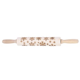Christmas Wooden Rolling Pins Engraved Embossing Dough Pin with Snowflake Pattern Baking Tool