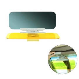 Sun Visor Blocker from Glare UV Ray StrayLight for Car Universal Easy to Install Protect Safe Driving with Sunshade Lens (Black) (Yellow+Black [2 Pack])