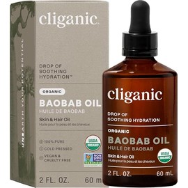 Cliganic Aceite de Baobab Orgánico Cliganic, 60 ml - Aceite Facial Puro y Natural - Rico en Vitamina A y E - Libre de Crueldad - Ideal para Todo Tipo 