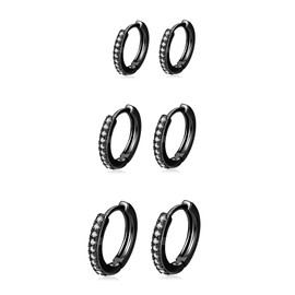 6 Pairs of Hoop Earrings, 14 Carat Gold-Plated Huggie Hoop Earrings, 925 Sterling Silver, Small Hoop Earrings Set, Tiny Cubic Zirconia, Cartilage Earrings for Women, Sterling Silver, No Gemstone