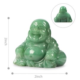 Artistone 2 inch Laughing Buddha Statue, Healing Crystal Hand-Carved Gemstone Religion Sitting Happy Buddha Figurine Statue Pocket Stone Home Decoration (Green Aventurine)
