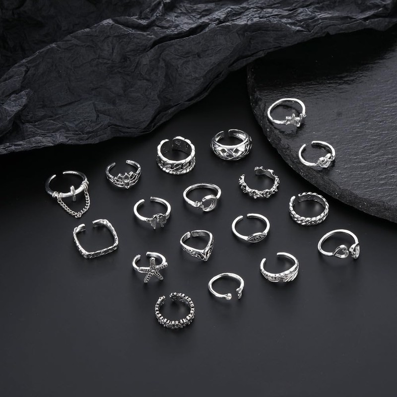 Acruccen 46 Pcs Toe Rings for Women Adjustable Vintage Bohemian