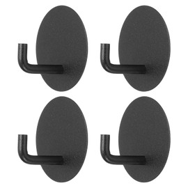 HARFINGTON 4pcs Self Adhesive Hook Waterproof Stainless Steel Loofah Robe Towel Wall Hooks Adhesive Wall Hangers Without Drill for Bathroom Kitchen Washroom Home, Black