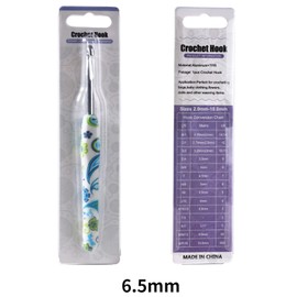 Coopay Crochet Hook 6.5 mm, 1 Piece Ergonomic Crochet Hooks with Solid Metal Crochet and Rubber Handle, Crochet Hook Handle with Beautiful Flower for Beginners, Comfortable TPR Handle Hook Needle for