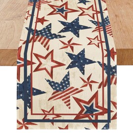 Niviy 4th of July Table Runner Stars Independence Day Patriotic Table Decoration Gifts Home Kitchen Dining Indoor Holiday Farmhouse Decor 13 x 108 Inch