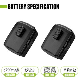 Upgraded 4200mAh CB120L Battery Compatible with Ryobi 12V Battery for CB120L CB121L BPL-1220 130503001 130503005, BS12CA BID-1201 CAH120LK CD100 BID-1201, 12V Li-ion Battery (NOT for CB120N)