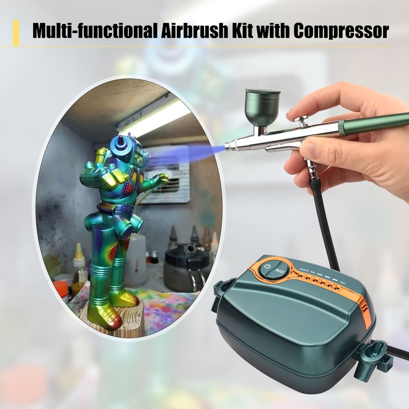 Multi Functional Airbrush Kit with Pump 5 Levels Adjustable Dual