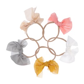 Baluue 5pcs Elastic Bowknot Headbands for Boy Girl Soft and Comfortable Hair Accessories Grey for Parties and Daily Wear