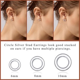 Loutade Stud Earrings 925 Silver, 3 Pairs 925 Sterling Silver Women's Stud Earrings Set, Hypoallergenic Earrings, 925 Silver Stud Earrings for Multiple Ear Holes (Circle, Ball, Disc) Gifts for Men