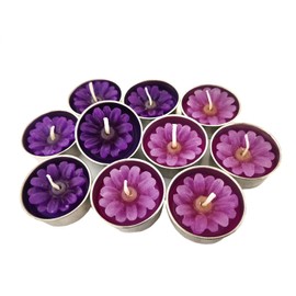 HukDok Flower Shape Tealight Candles for Birthday Party Home Décor Spa Wedding Anniversary Valentine's Day Mother's Day Celebration Baby Shower Decoration. (Purple Tone Daisies)