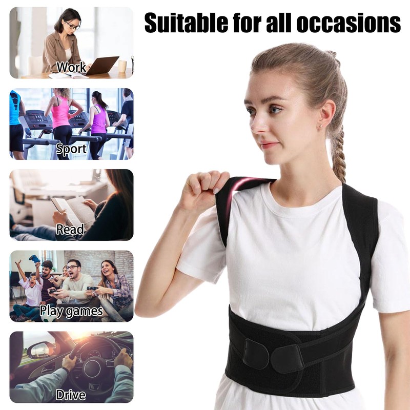 Adjustable back posture belt, back straightener, breathable shoulder strap, posture