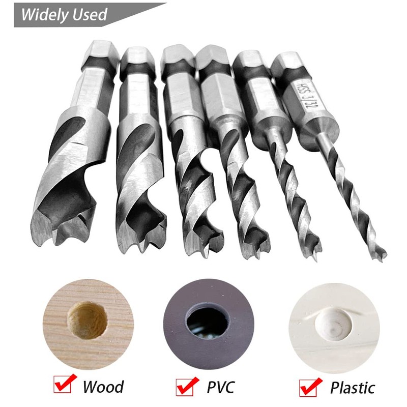 Saipor Stubby Drill Bit Set 1/4 Inch Hex Shank Short