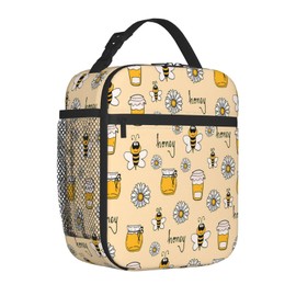 iyfcsl Bee Honey Lunch Box Insulated Lunch Bag for Women Men Reusable Portable Lunchbox Cooler Bento Tote Bag for Work Office Picnic