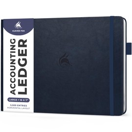 Clever Fox Accounting Ledger Book Horizontal – Columnar Journal & Money Expense Log for Small Business & Personal Bookkeeping,10x7″ (Dark Blue)