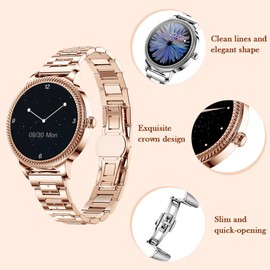 Ladies Smart Watch for Women Full Touchscreen Smartwatch IP68 Waterproof Ladies Activity Tracker Fitness Watch with Female Health,Heart Rate,Sleep,Step Counter,Blood Pressure Monitor for Android IOS