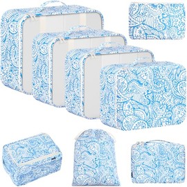 BAGAIL Juego de 8 cubos de embalaje de equipaje bolsas organizadoras para accesorios de viaje, azul cachemira                                         