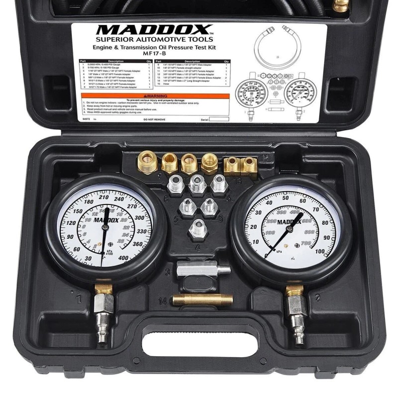 Maddox New Automotive Engine Transmission Oil Pressure Tester Gauge Diagnostic