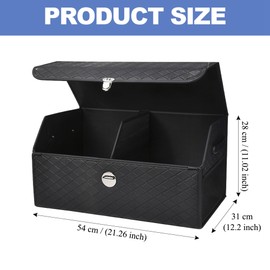AuMoHall Collapsible Car Trunk Organizer with Lid PU Leather Car Cargo Organizer Storage Box for SUV Auto Truck Van