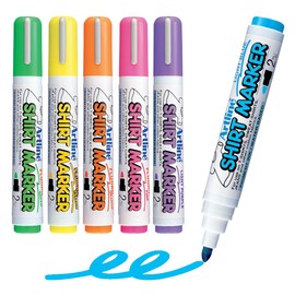 Artline Shirt Markers, 2.0 mm Writing Width, Vivid Colors, 6 Pack (EKT-2-6W2)