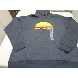 Eddie Bauer  Graphic Outdoor Fleece  Hoodie Heather Navy Blue  LARGE  NEW