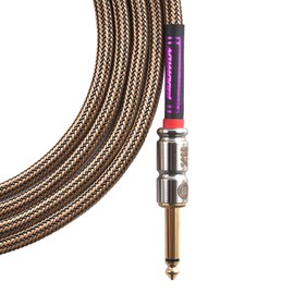 Samgool 20ft Guitar Cable, 1/4 Inch Straight/Straight Instrument Cable, Electric Cord Amp Cord for Bass Guitar Amp and Instruments (Champagne & Black Braided BG.XII)