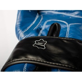 Paffen Sport KIBO Fight Genuine Leather Boxing and Martial Arts Sparring Gloves Blue 10UZ