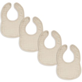 Comfy Cubs Muslin Baby Bibs, Drool Bibs 4 Pack, Adjustable with Easy Snaps, Teething & Drooling, Soft & Absorbent