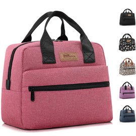 HOMESPON Insulated Lunch Bag for Women Men Lunch Box Cooler Lunch Tote for Work Picnic (Rose)